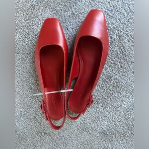 Vince Red Square-Toe Slingback Flats